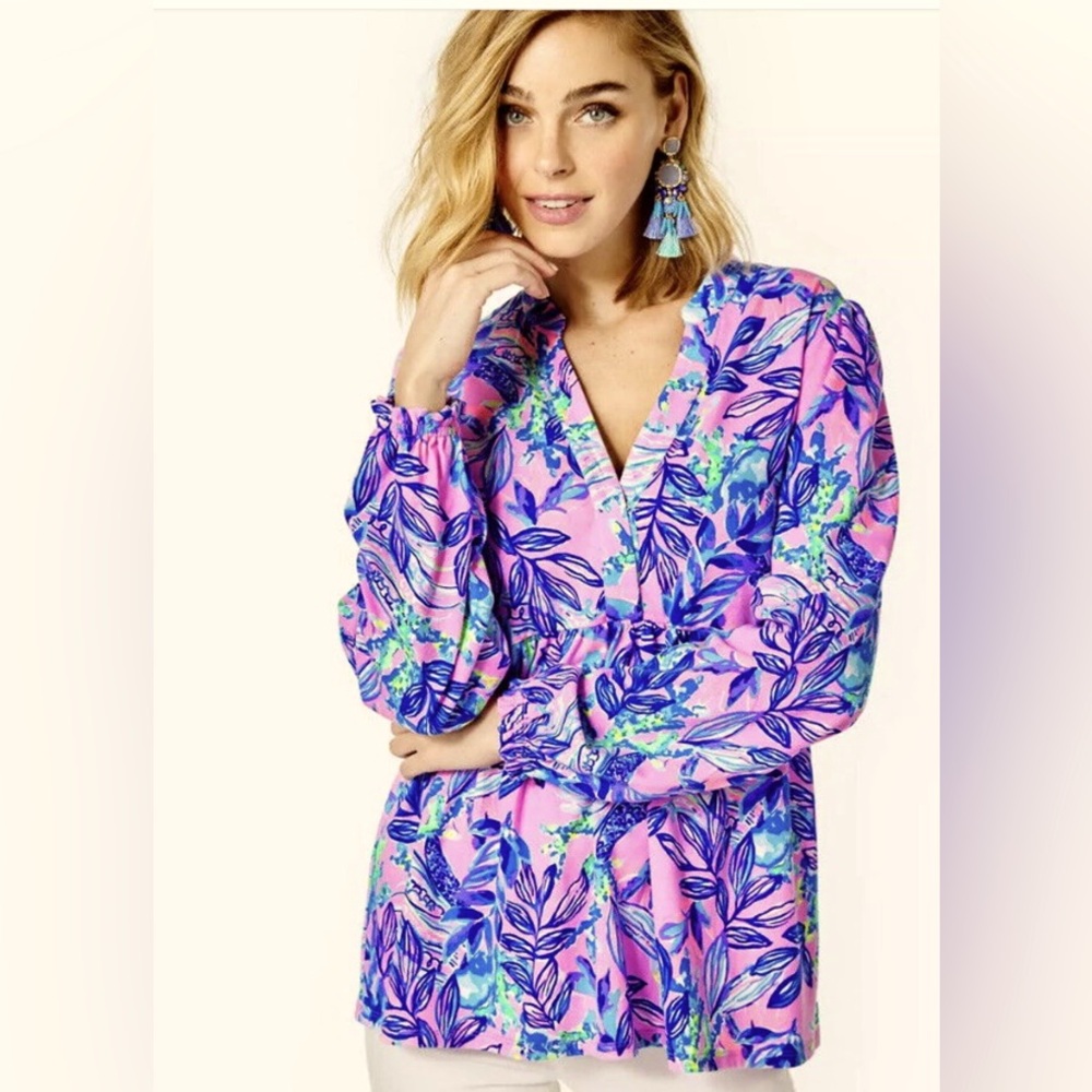 Lilly Pulitzer Pastel Floral Winona Knit Tunic Top‎ size medium